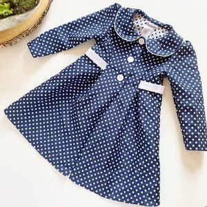 • Allison Anne Blue White Polkadot Over Coat • Size 4